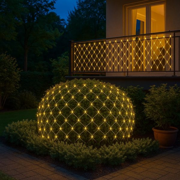 Net Mesh Lights – 200 LED Warm White Waterproof Serial String Lights with Remote & 8 Modes | Mesh Curtain Lights for Balcony,Garden,Patio,Indoor Outdoor, Diwali Decoration & Christmas (6 x 6 Ft) - Image 4