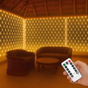Net Mesh Lights – 200 LED Warm White Waterproof Serial String Lights with Remote & 8 Modes | Mesh Curtain Lights for Balcony,Garden,Patio,Indoor Outdoor, Diwali Decoration & Christmas (6 x 6 Ft)