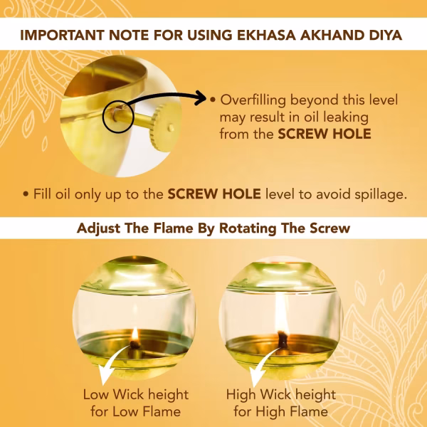 Akhand Jyot Diya with Adjustable Bati Knob, Wick Lifting Screw Lever, Glass Cover (Large Size, 250 ml Oil Capacity, Stay Lit for 48 Hours, Wick Included, Authentic Borosilicate) - Image 5