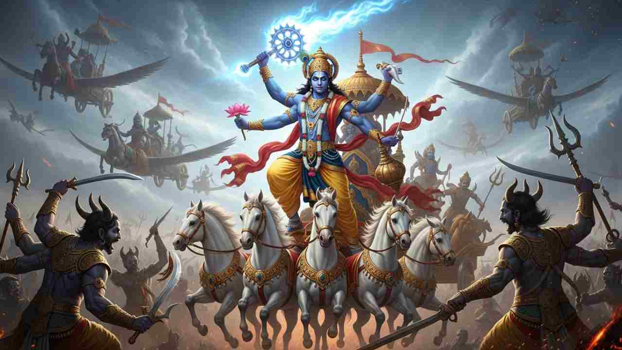Devas vs Asuras Mythological Battle