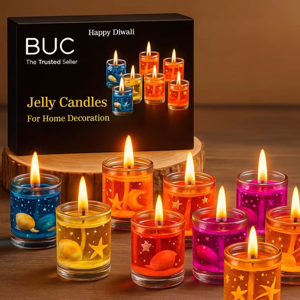 Gel Tea Light Candles Multicolor Eco-Friendly Wax Candle Decorative Diwali & Festival Lights Home Décor & Gifting (Pack of 6)