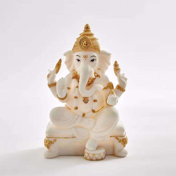 Multicolour Textured Polyresin Sitting Ganesha Figurine - Image 6