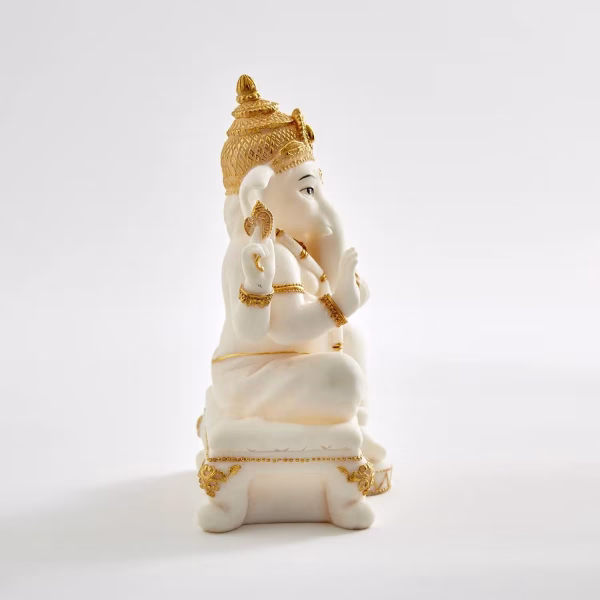 Multicolour Textured Polyresin Sitting Ganesha Figurine - Image 4