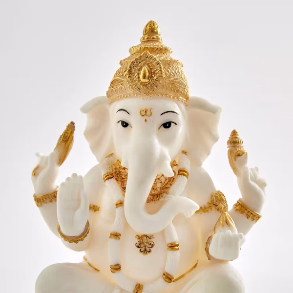 Multicolour Textured Polyresin Sitting Ganesha Figurine - Image 2