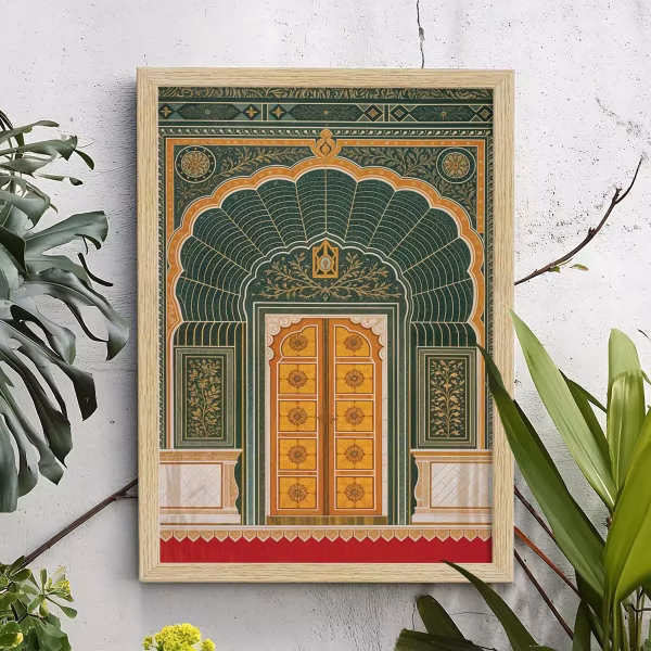 Madhubani Art Paintings with Frame for Home Decor, Natural Wood Color, Set of 3 - Image 3