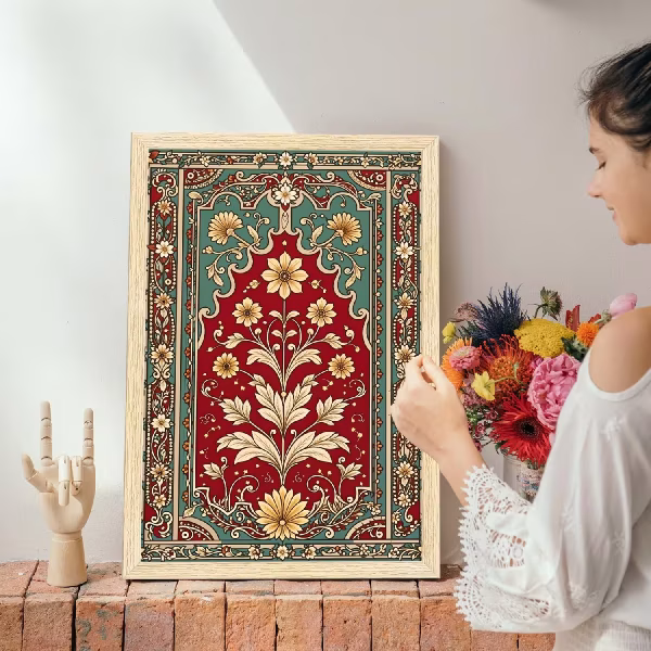 Madhubani Paintings with Frame for Home Decor Wall Art,  Natural Wood Color Frames, 12.0x18.0 inch, Set of 3 - Image 3