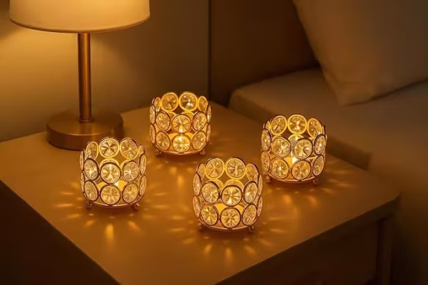 Tealight Candle Holder for Home Decoration, Small T Lites Diya Votives -  (Gold (Pack of 4) - Image 3