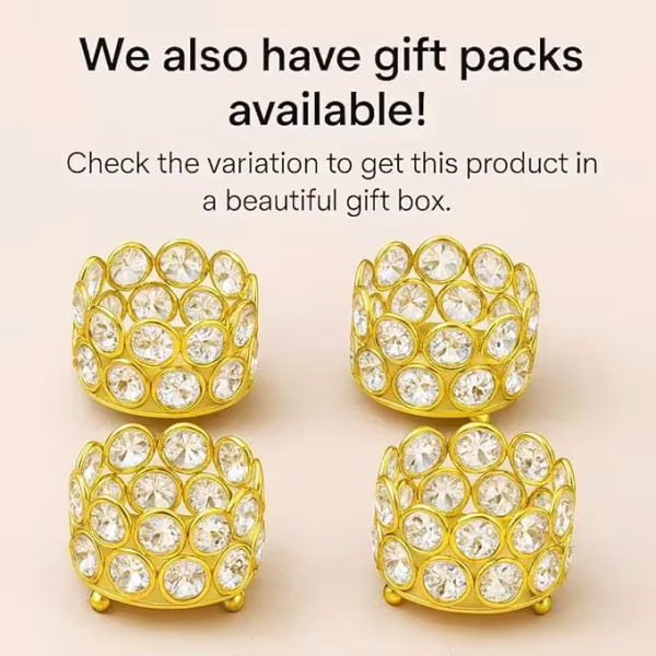Tealight Candle Holder for Home Decoration, Small T Lites Diya Votives -  (Gold (Pack of 4) - Image 2