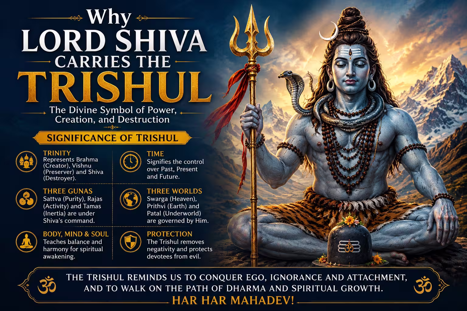 Why Lord Shiva Carries the Trishul: The Divine Symbol of Power, Creation, and Destruction